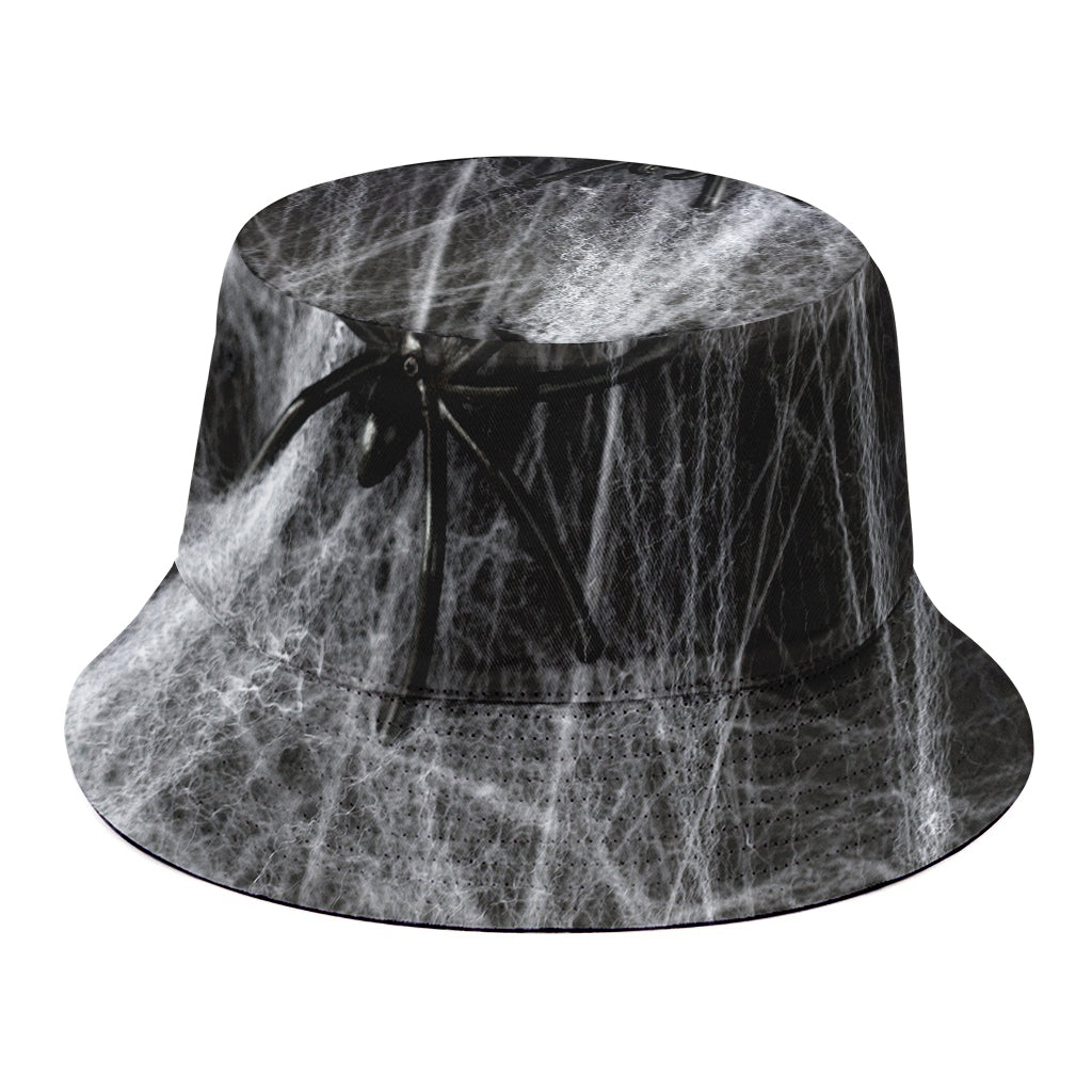 Toy Spiders And Cobweb Print Bucket Hat