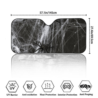 Toy Spiders And Cobweb Print Car Windshield Sun Shade