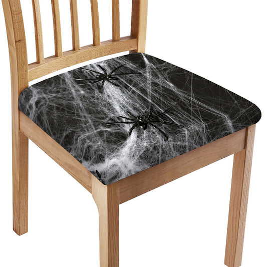 Toy Spiders And Cobweb Print Chair Cushion Cover