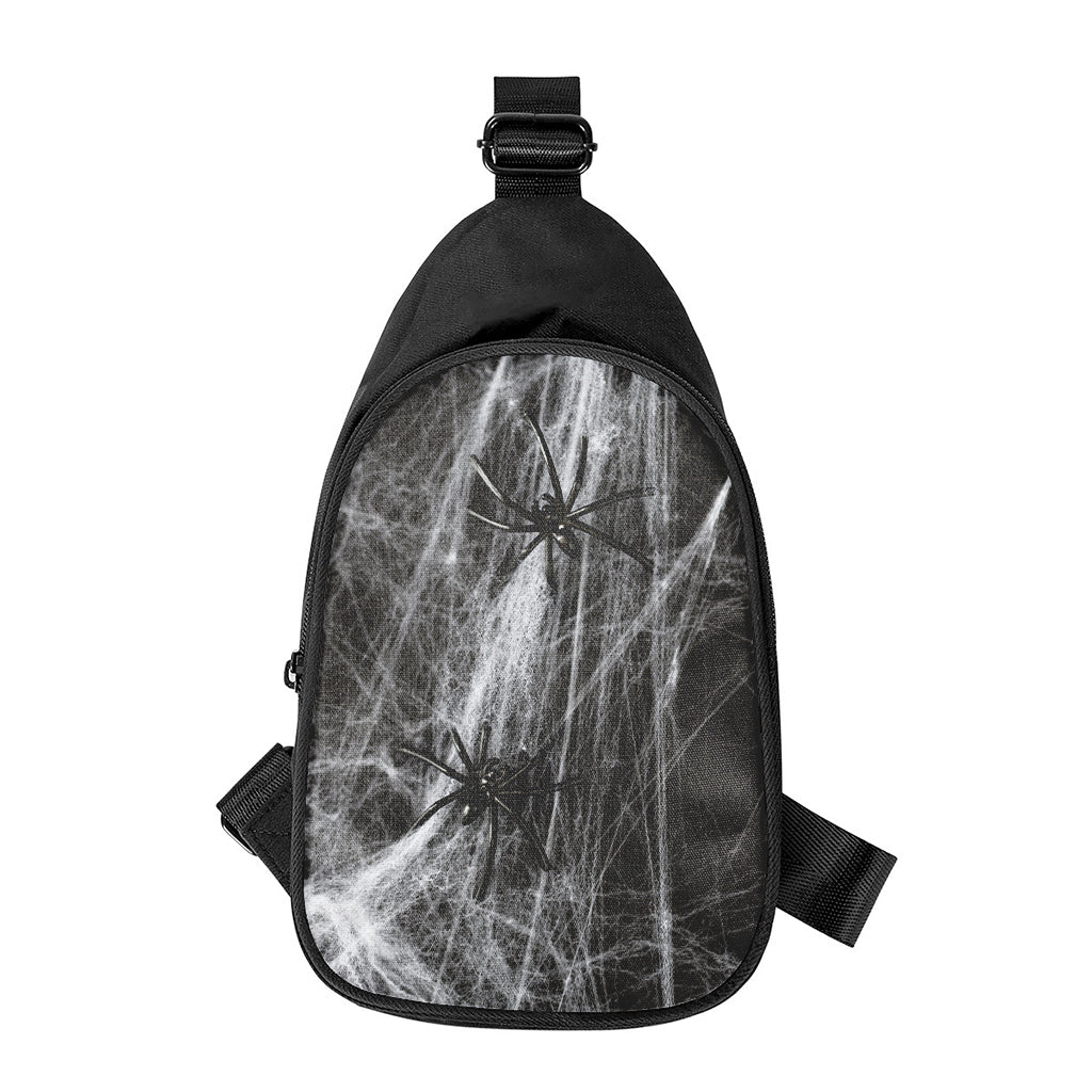 Toy Spiders And Cobweb Print Chest Bag