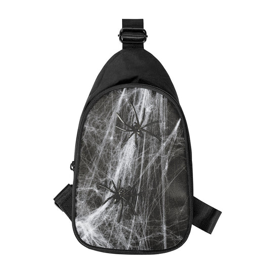 Toy Spiders And Cobweb Print Chest Bag