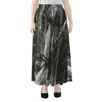 Toy Spiders And Cobweb Print Chiffon Maxi Skirt