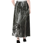 Toy Spiders And Cobweb Print Chiffon Maxi Skirt