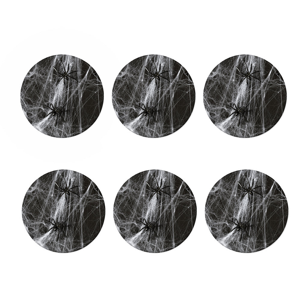Toy Spiders And Cobweb Print Coaster Set