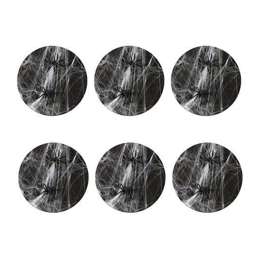 Toy Spiders And Cobweb Print Coaster Set