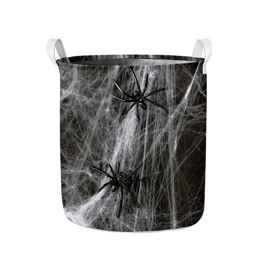 Toy Spiders And Cobweb Print Collapsible Laundry Basket