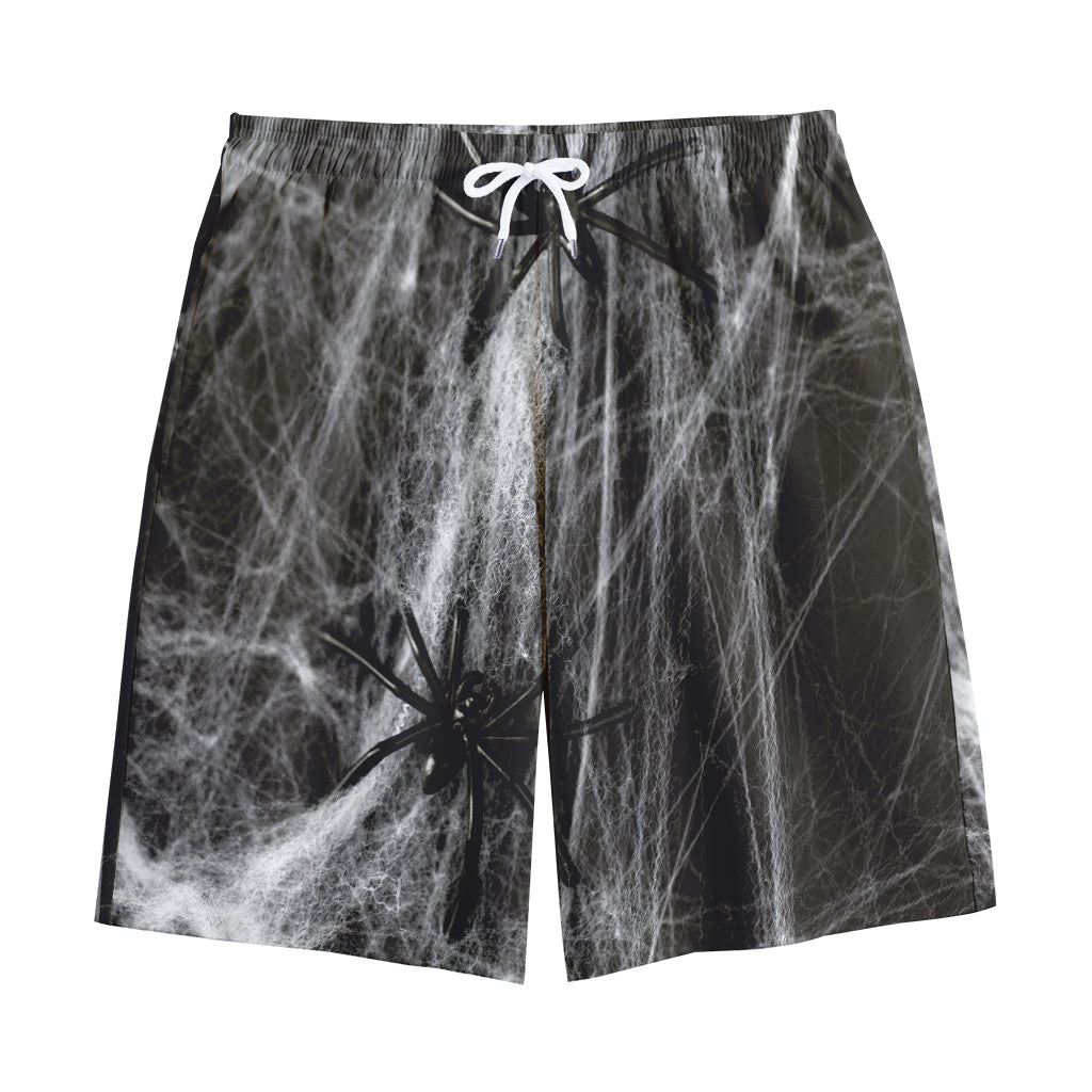 Toy Spiders And Cobweb Print Cotton Shorts