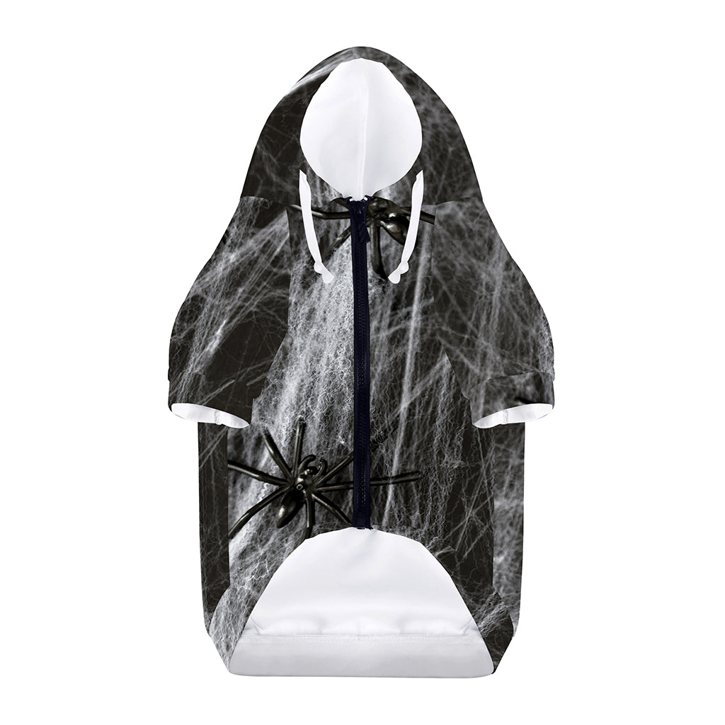 Toy Spiders And Cobweb Print Dog Zip Up Hoodie