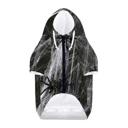 Toy Spiders And Cobweb Print Dog Zip Up Hoodie