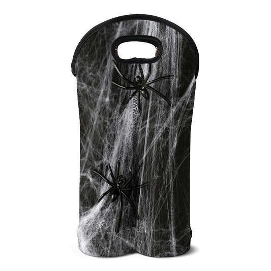 Toy Spiders And Cobweb Print Double Neoprene Wine Tote