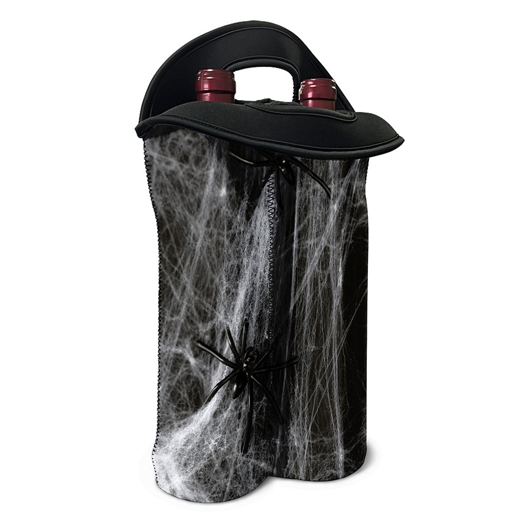 Toy Spiders And Cobweb Print Double Neoprene Wine Tote