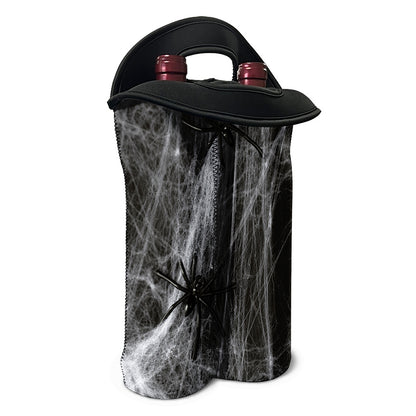 Toy Spiders And Cobweb Print Double Neoprene Wine Tote