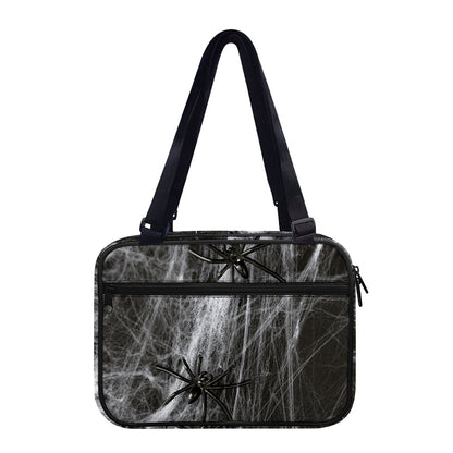 Toy Spiders And Cobweb Print Double Strap Bible Bag