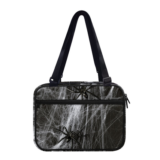 Toy Spiders And Cobweb Print Double Strap Bible Bag