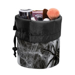 Toy Spiders And Cobweb Print Drawstring Makeup Bag
