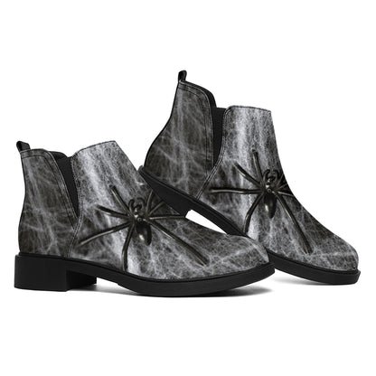 Toy Spiders And Cobweb Print Flat Ankle Boots