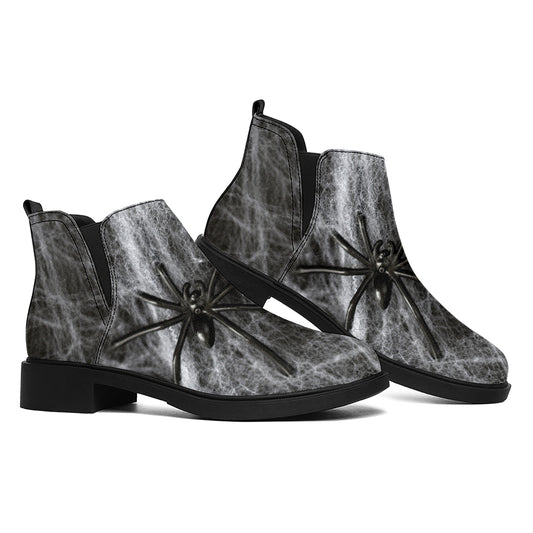 Toy Spiders And Cobweb Print Flat Ankle Boots