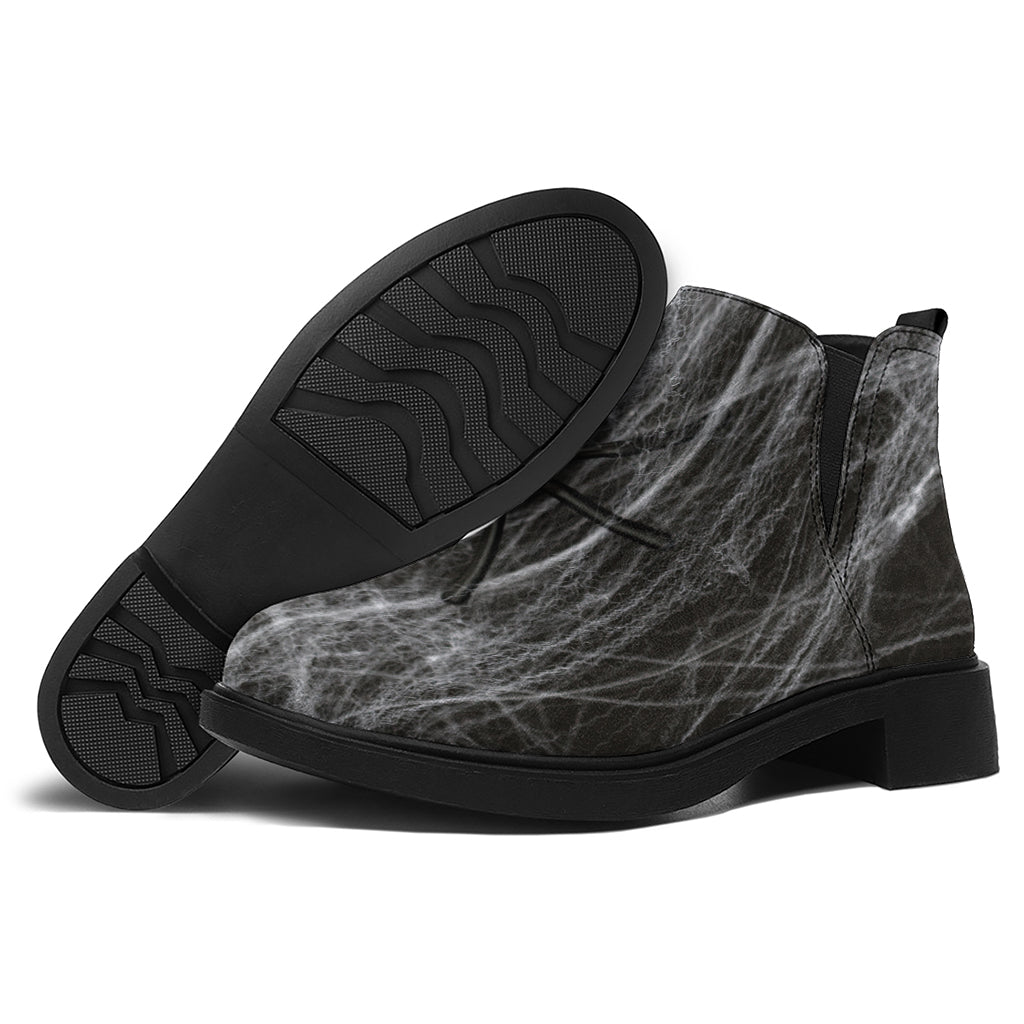Toy Spiders And Cobweb Print Flat Ankle Boots