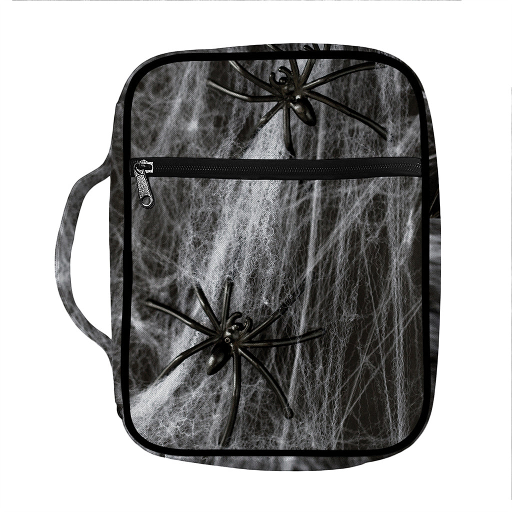 Toy Spiders And Cobweb Print Front Pocket Bible Bag