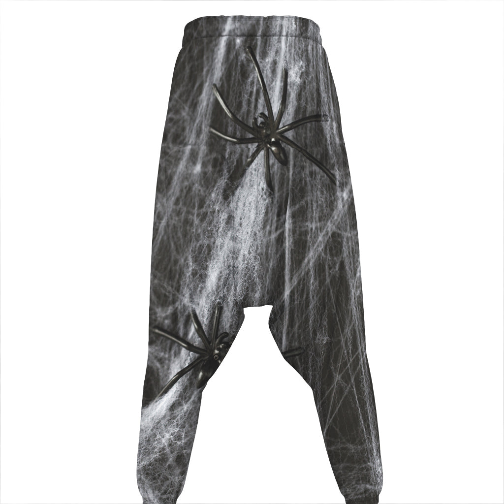 Toy Spiders And Cobweb Print Hammer Pants