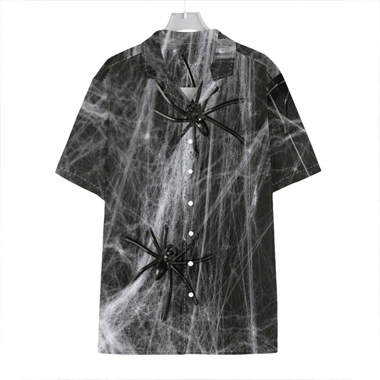 Toy Spiders And Cobweb Print Hawaiian Shirt