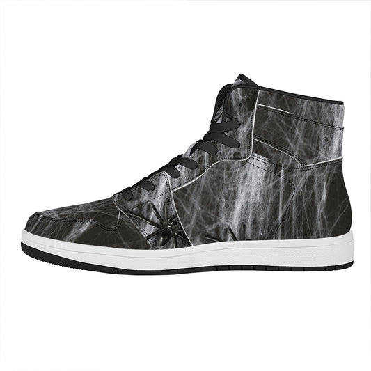 Toy Spiders And Cobweb Print High Top Leather Sneakers