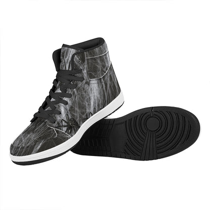 Toy Spiders And Cobweb Print High Top Leather Sneakers
