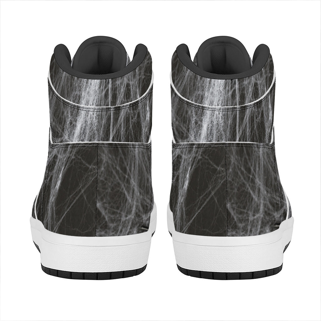 Toy Spiders And Cobweb Print High Top Leather Sneakers