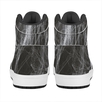 Toy Spiders And Cobweb Print High Top Leather Sneakers