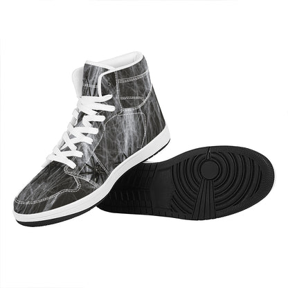 Toy Spiders And Cobweb Print High Top Leather Sneakers