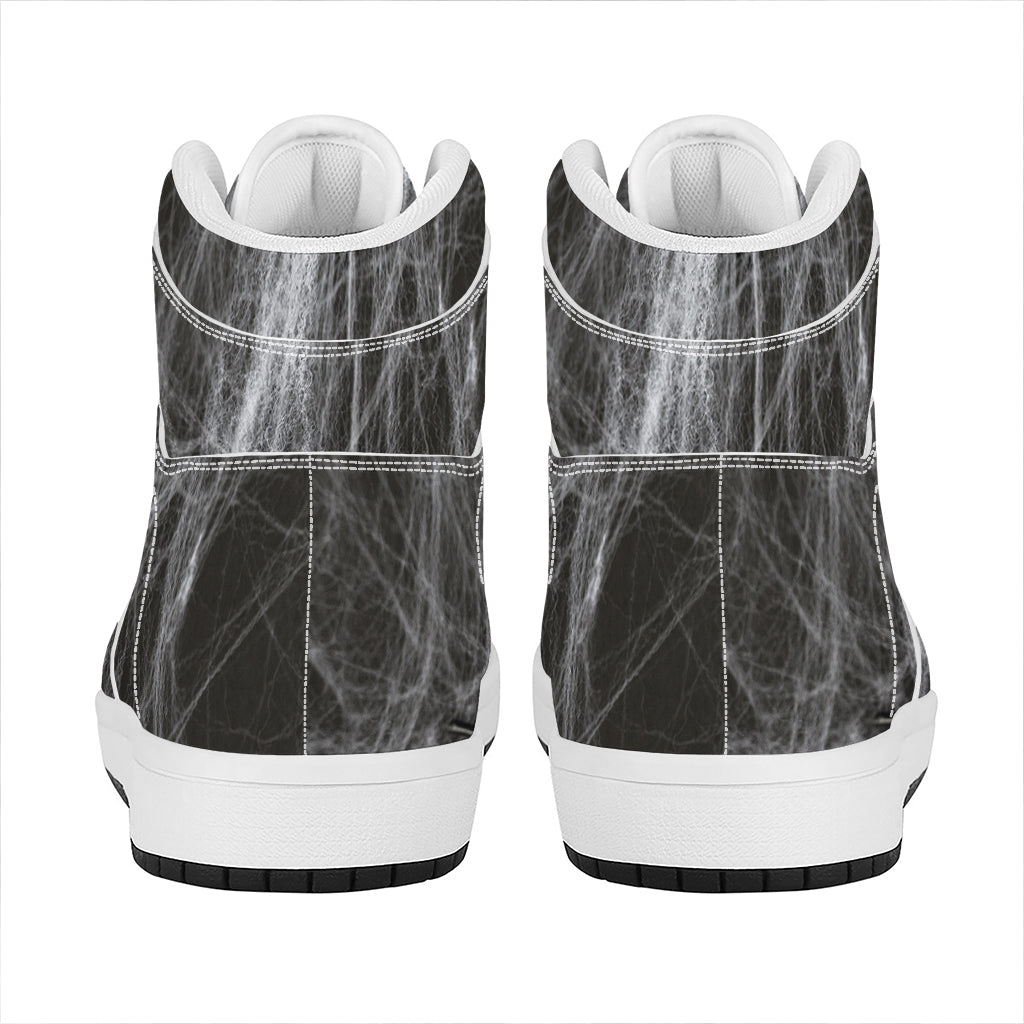 Toy Spiders And Cobweb Print High Top Leather Sneakers