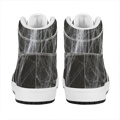 Toy Spiders And Cobweb Print High Top Leather Sneakers