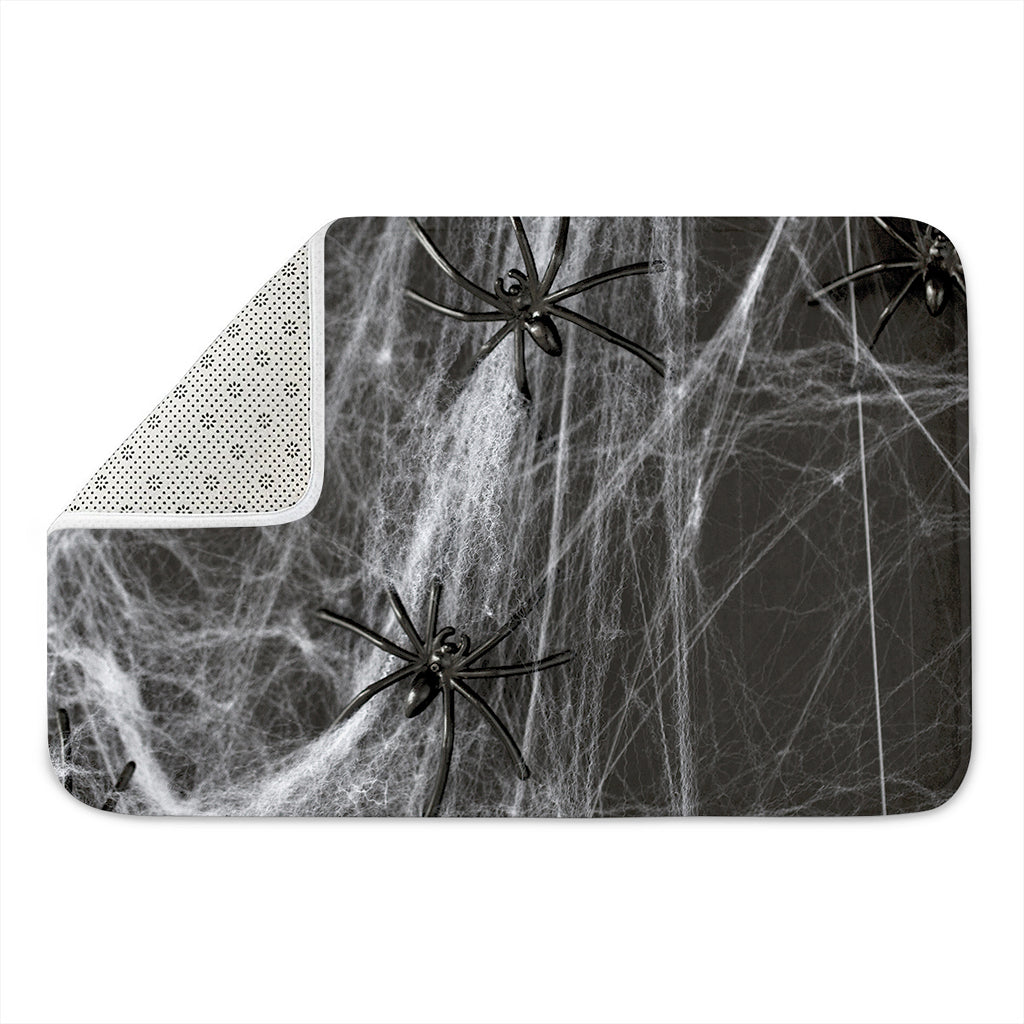 Toy Spiders And Cobweb Print Indoor Door Mat