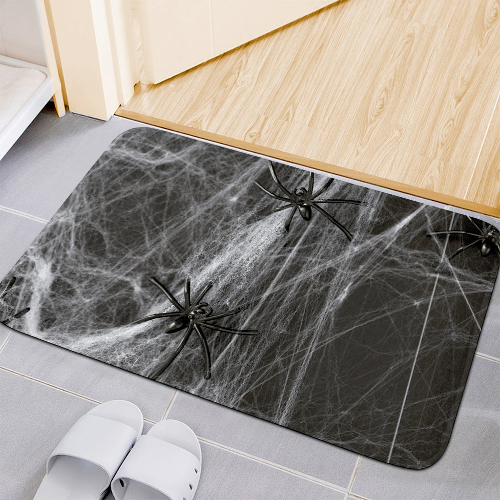 Toy Spiders And Cobweb Print Indoor Door Mat