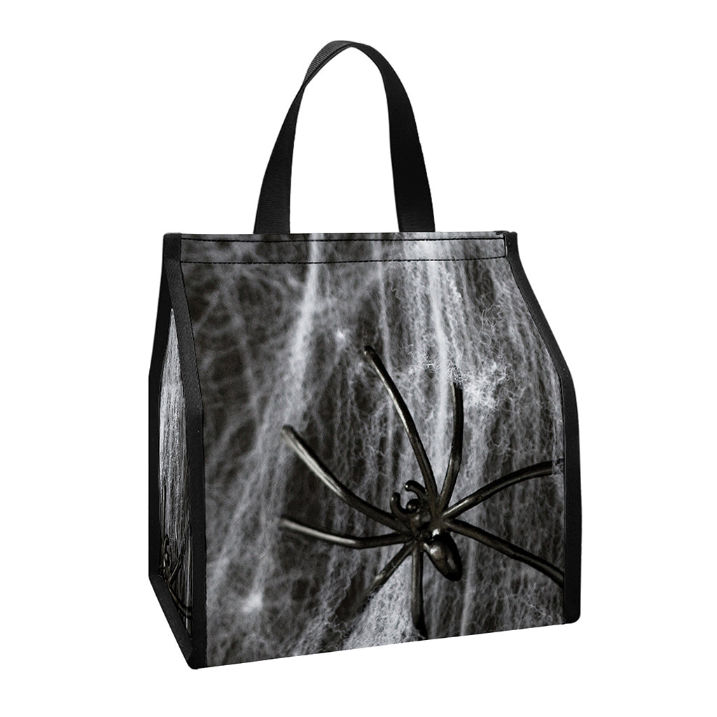 Toy Spiders And Cobweb Print Insulated Lunch Tote