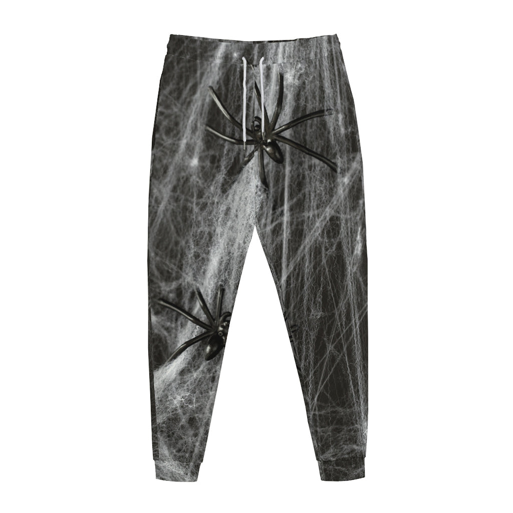 Toy Spiders And Cobweb Print Jogger Pants