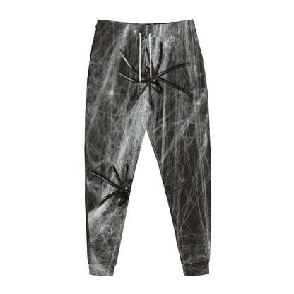Toy Spiders And Cobweb Print Jogger Pants