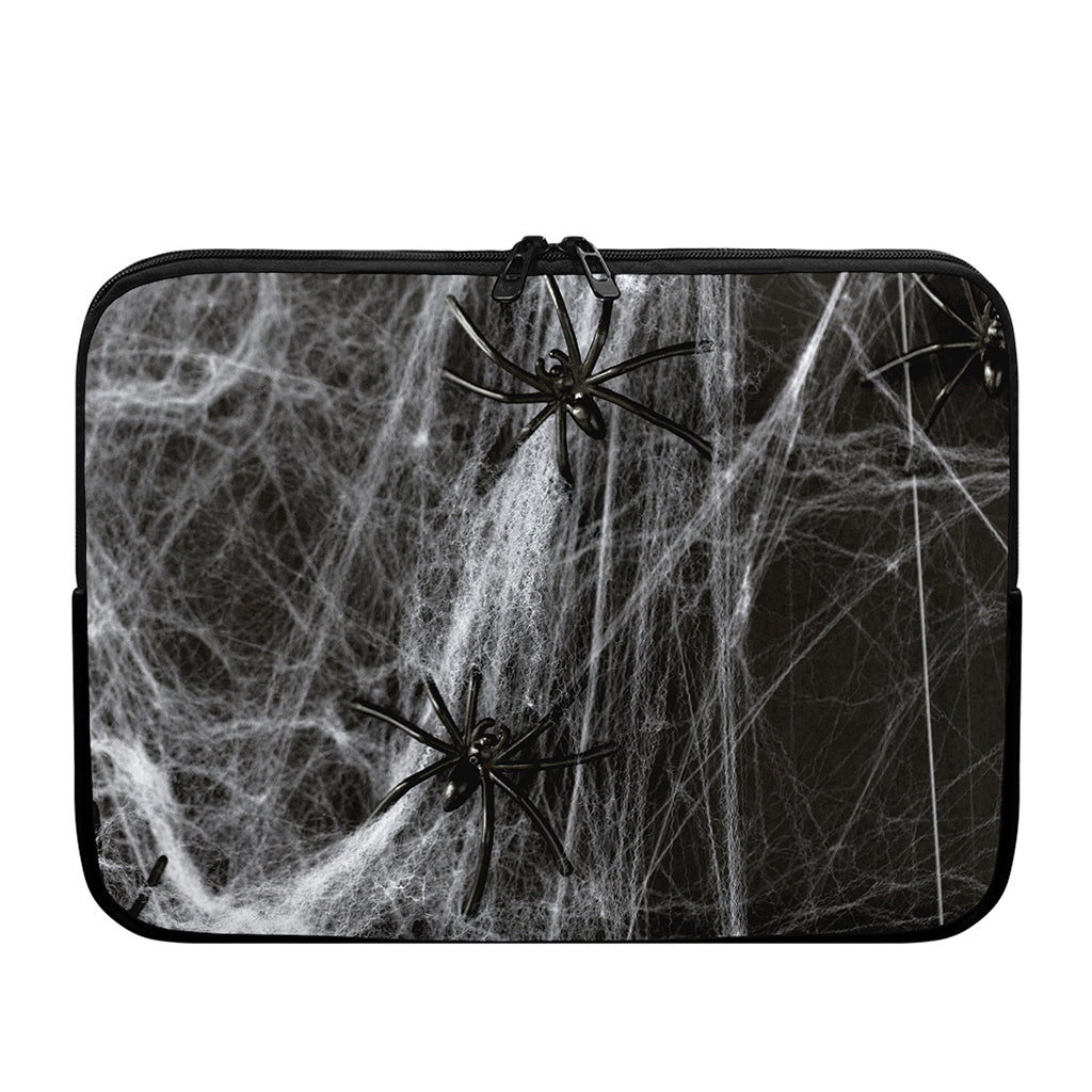 Toy Spiders And Cobweb Print Laptop Sleeve
