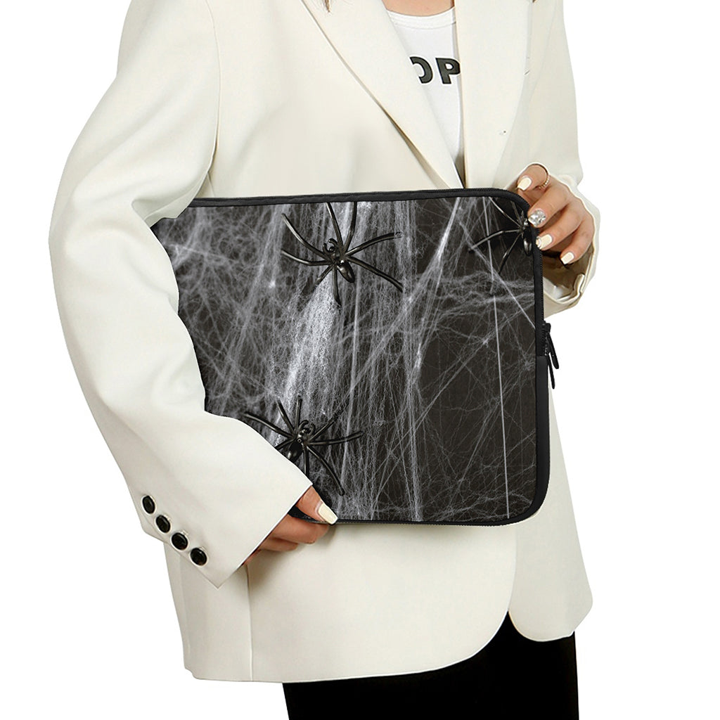 Toy Spiders And Cobweb Print Laptop Sleeve