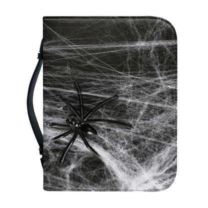 Toy Spiders And Cobweb Print Leather Bible Cover