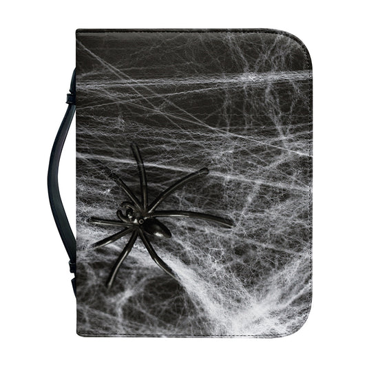 Toy Spiders And Cobweb Print Leather Bible Cover