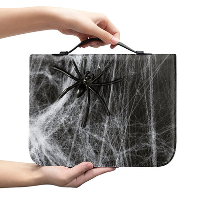 Toy Spiders And Cobweb Print Leather Bible Cover