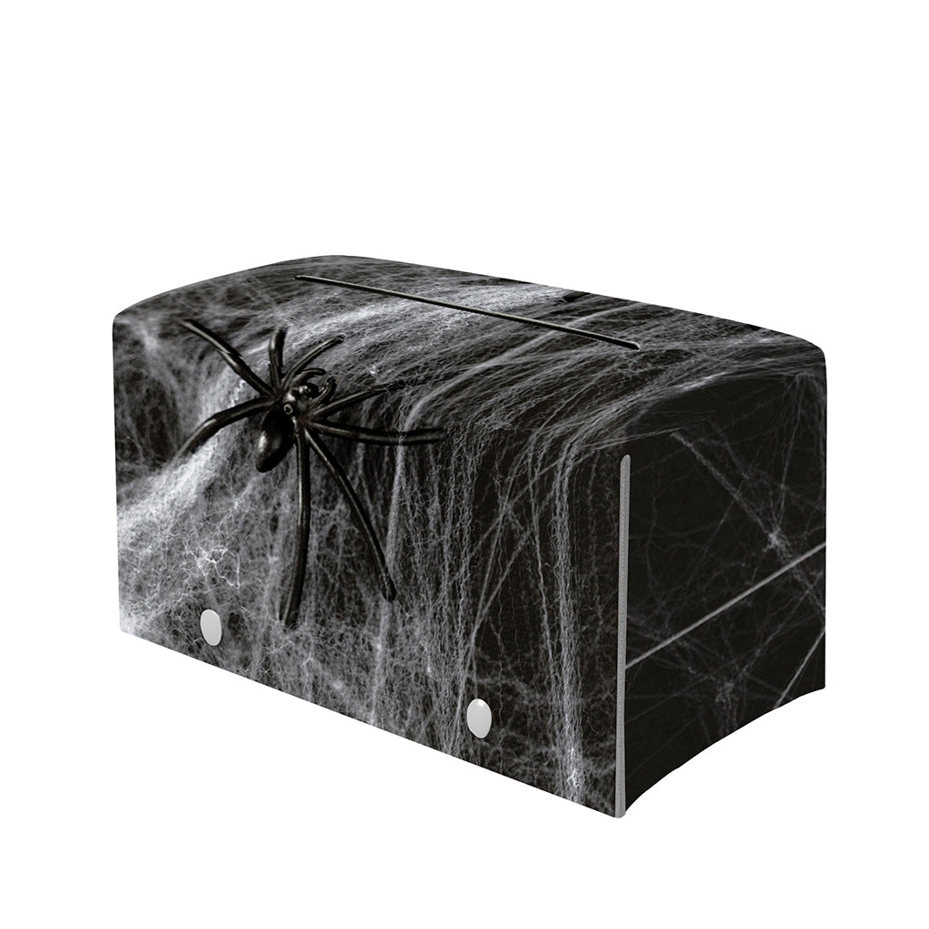 Toy Spiders And Cobweb Print Leather Tissue Box Cover