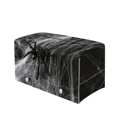 Toy Spiders And Cobweb Print Leather Tissue Box Cover