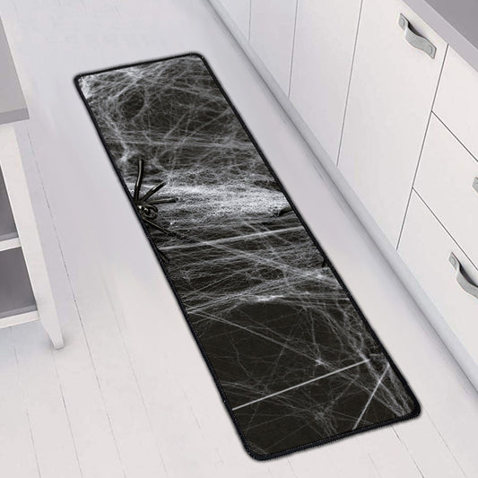 Toy Spiders And Cobweb Print Long Kitchen Mat