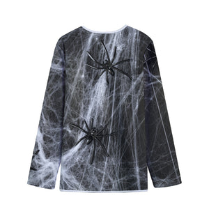 Toy Spiders And Cobweb Print Long Sleeve Short Coat