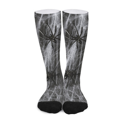 Toy Spiders And Cobweb Print Long Socks
