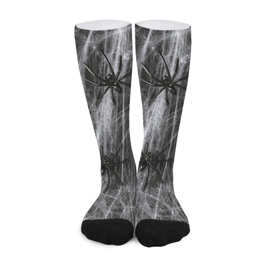 Toy Spiders And Cobweb Print Long Socks