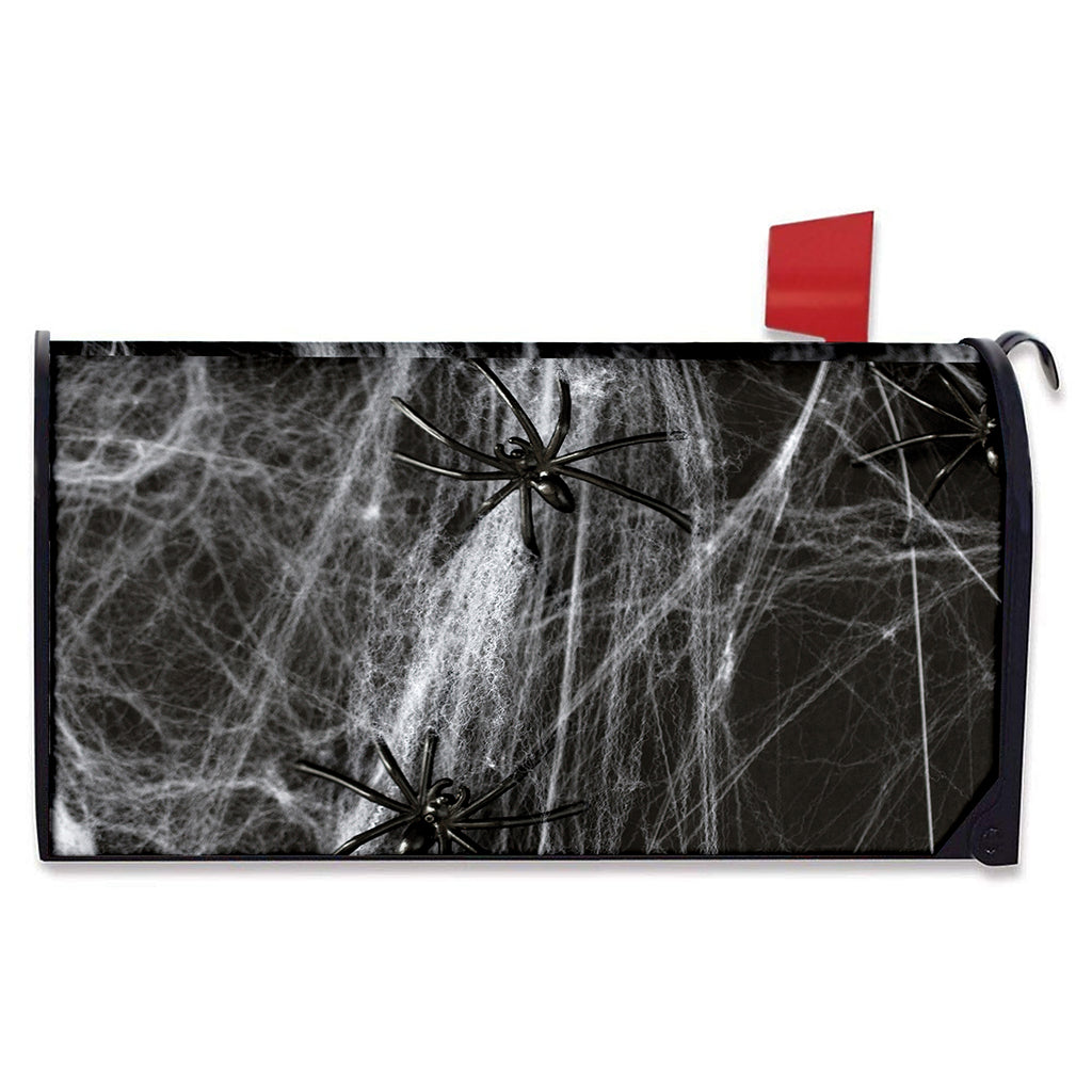 Toy Spiders And Cobweb Print Mailbox Cover