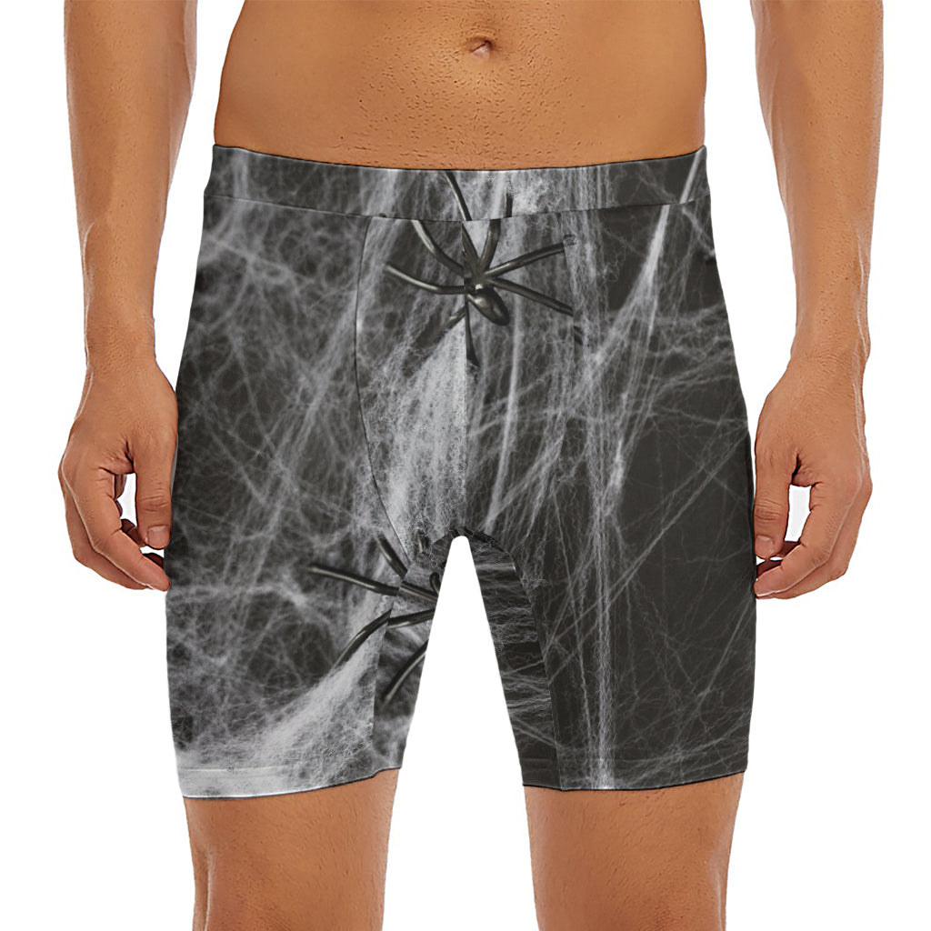 Toy Spiders And Cobweb Print Men's Long Boxer Briefs